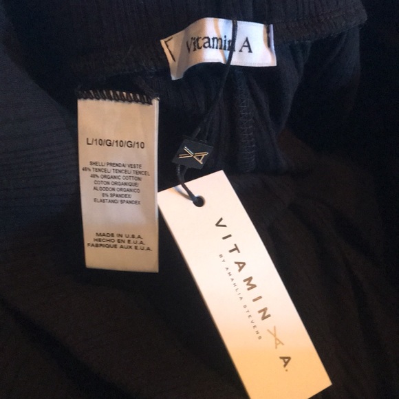 Vitamin A Catalina Black Organic rib west jogging pants with pockets Size Large - Picture 5 of 13